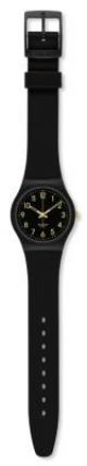 Swatch Golden Tac Black Dial Black Silicone Unisex Watch GB274
